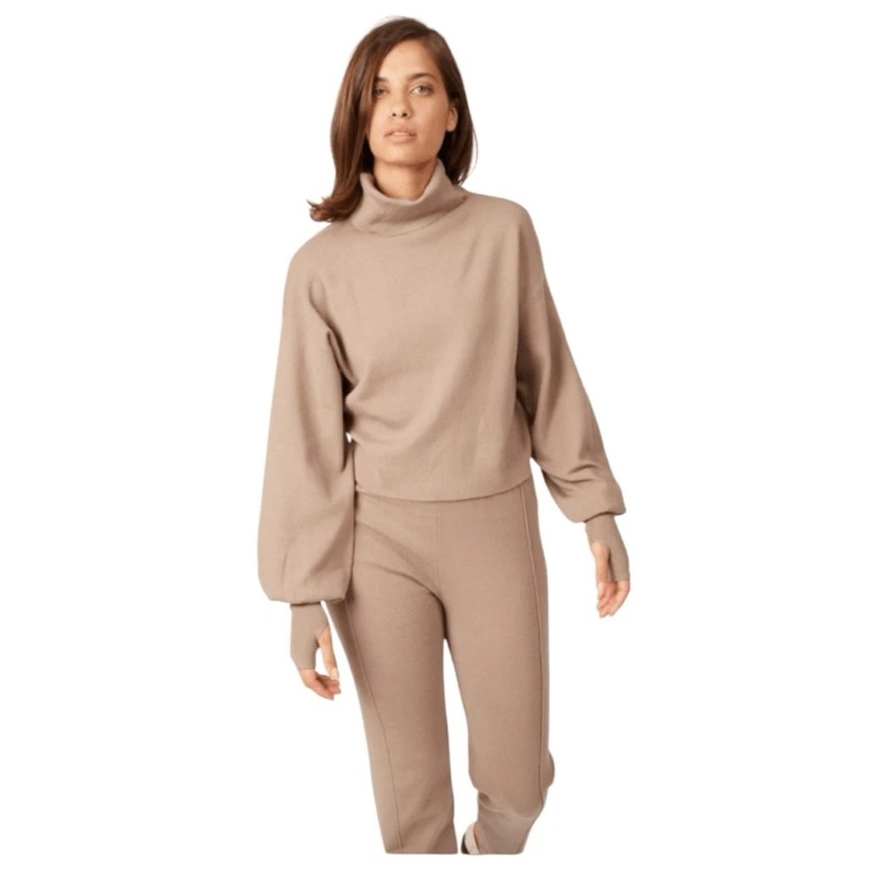 Silk & Salt Luxe Lounge Set Taupe Knit Two Piece Sweater Pants NWT Small #189 - Picture 5 of 8